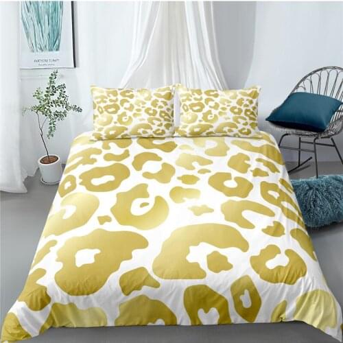 Bedding Set Luxury 3D Leopard Print 2/3Pcs Comfortable Kids Teens Duvet Cover Pillowcase Home Textile Single/Queen/King Size