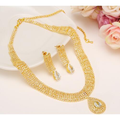 Bangrui Fashion Bridal Jewelry Sets Wedding Necklace Earring for Bride Party Costume Accessories Indian Jewelry Set Decoratio