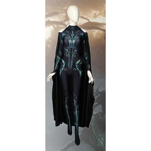 Hela Cosplay Costume Adult women Halloween Costumes Cosplay Ragnarok Hela Costume Custom made Jumpsuit with Cape