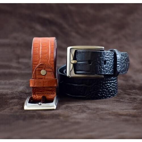 Leather belt for men Luxury Irregular Pattern Punk Black Brown Genuine Leather Gothic style belt for jeans Buckle Mens belt