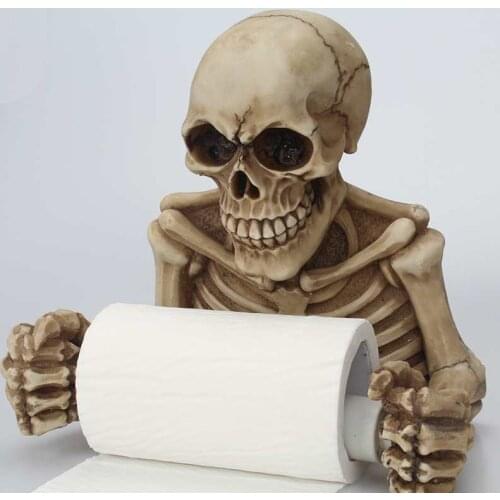 Creative Skull Toilet Paper Holder Wall Mount Tissue Box Paper Roll Holder 3D Sanitary Paper Storage Bar Bathroom Organizer