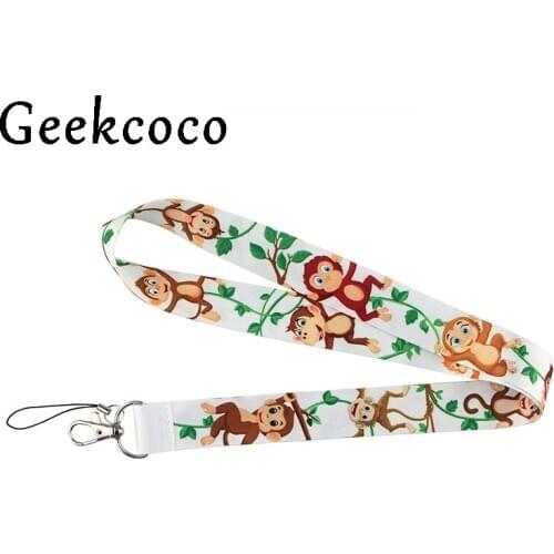 Monkey animals logo Cartoon kawaii kids diy Lanyard Mobile Phone Key Card Identification Straps USB Badges Holder Hanging J0924