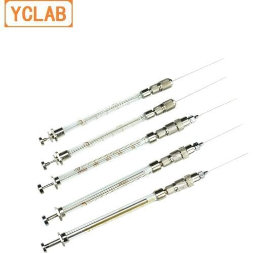 YCLAB Micro Injector 15/25/50/100/250/500/1000/2500/10000uL Valve Type Glass Syringe Luer Locking Head Lab Chemistry Equipment