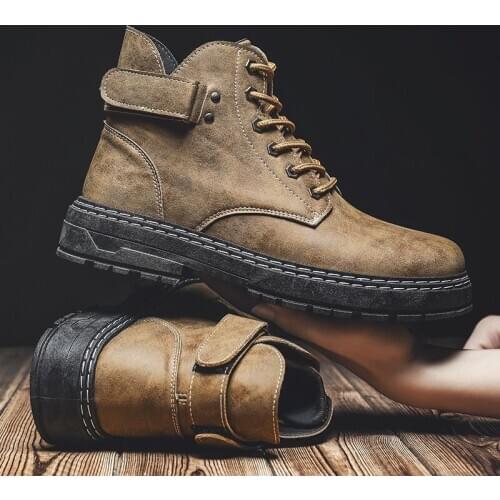 Winter Men Boots Pu Leather Ankle Boots Lace-up Men Sneakers Warm Waterproof Snow Motorcycle Boots Plush Zapatos De Hombre