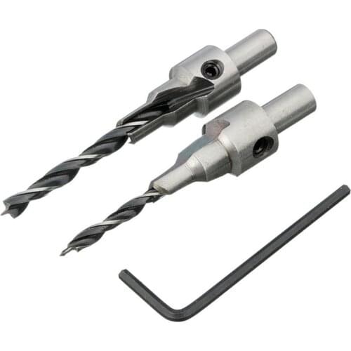 2pcs HSS 5 Flute Countersink Drill Bit Set Reamer Woodworking Chamfer 3mm-10mm Kits Tools
