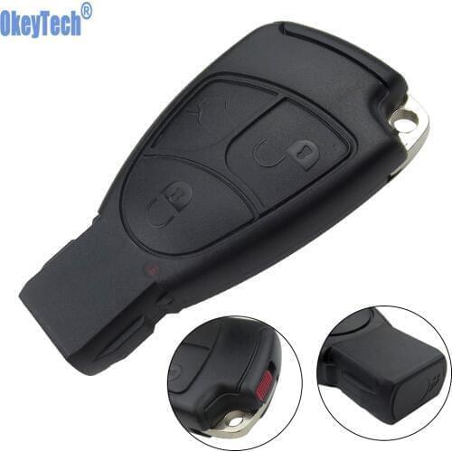OkeyTech Smart Car Remote Key Case Fob For Mercedes Benz MB C E ML S SL SLK CLK AMG Soft 3 Buttons With Battery Cover And Blade