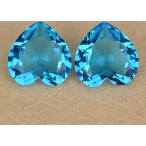 Wholesale 3x3~12x12mm 5A Dark Sea Blue Color Heart Shape Cut Glass Beads Synthetic Gems Loose Glass Stone For Jewelry