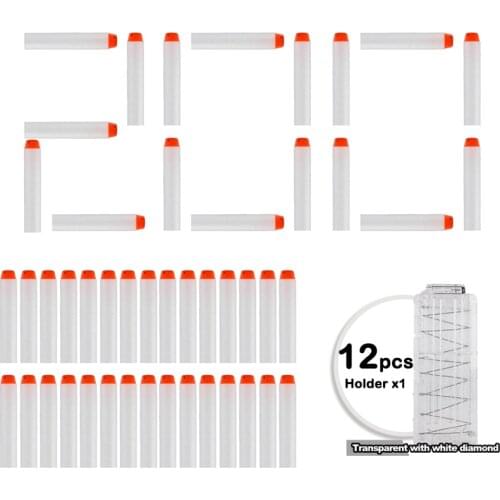 200 PCS Refill Bullets For Nerf Blasters for Toy Gun 12 Darts Pack Reload Compatible Clip for Nerf Accessory Battle Equipment
