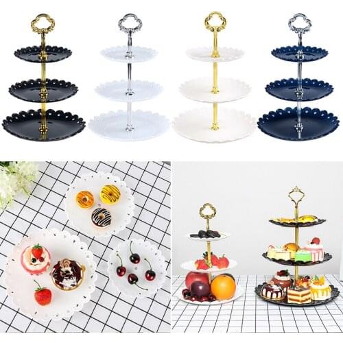 Plastic 3 Tier Cake Stand Afternoon Tea Wedding Plates Party Tableware New Bakeware Tray Display Rack Cake Decorating Tools