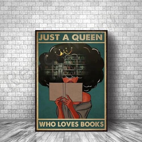 Afro Black Girl Love Book Poster Just A Queen Who Loves Books Poster Black Lives Matter Poster Home Living Decor Poster