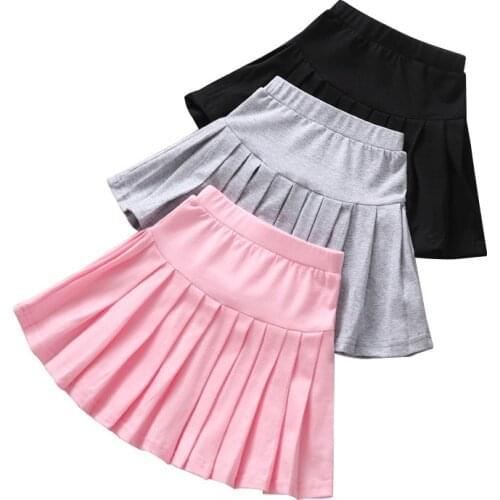 Mmer Kids Girl Skirt Shorts High Waist A-line Stitching Student Solid Pleated Skirts children Cute Sweet Girls Dance Mini Skirt