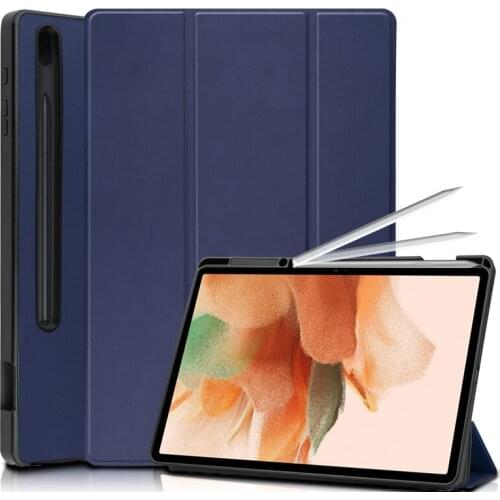 With Pencil Holder For Samsung Galaxy Tab S7 Fe Case Galaxy Tab S7 Lite FE 12.4" SM-T730 T730 T736 Soft Protective Stand Cover