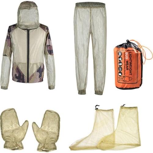 Mesh Mosquito Repellent Suit Anti Mosquito Clothes Insect-proof Jacket Set Insect Protective Mesh Shirt Gloves Pants Foot Cover