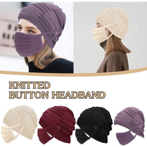 Unisex Man Outdoor Ride Hat Cycling Protective Warm Knitting Hat Face Mask Two-Piece Winter Hat And Mask Beanie Hat Ski Headwear