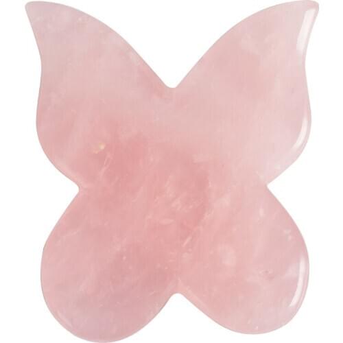 Natural Rose Quartz Butterfly GuaSha With Gift Box SPA Health Care Beauty Slimming Scraper Massage Tool Face back foot massage