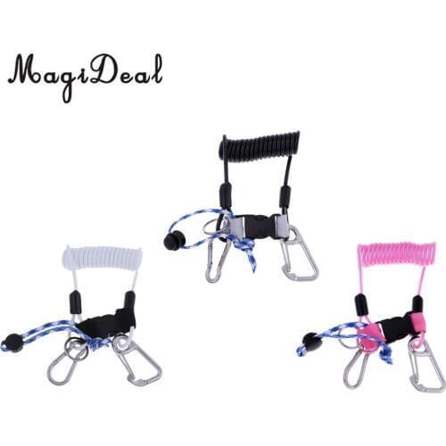 Spiral Coil Lanyard Scuba Diving Camera Light Holder Strap & Swivel Bolt Snap Underwater Emergency Carabiner Accessories