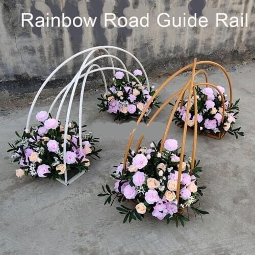 Wedding Road Guide Rainbow Wrought Iron Geometric Arch Decoration Wedding Stage Background Flower Shelf