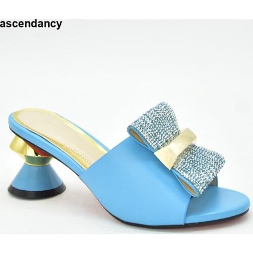 2021 Fashion Women Nigerian Women Shoes Decorated with Rhinestone Open Toe Pumps Ladies Shoes and Sandals High Heels Lday Pumps