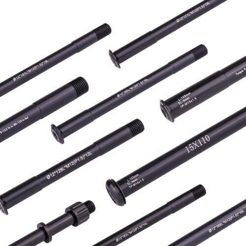 Bicycle Hub Shaft MTB Thru axle Road Bike Front Rear hub Skewers 12/15mm Wheel Axis Hub Shaft 15x100 12x142 12x100 12x148 15x110
