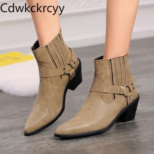 Winter The New fashion Pointed Short tube Martin boots gray yellow gray student Casual High heels Women boots size 34-46