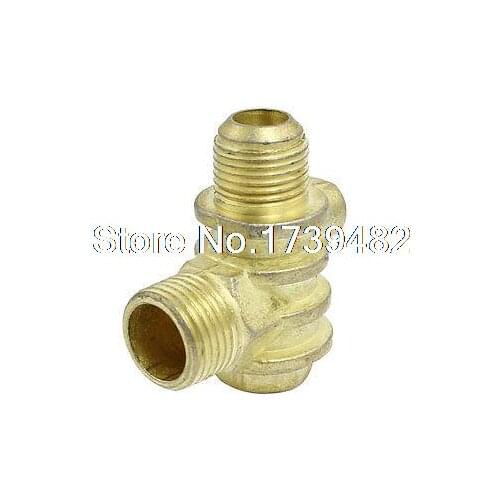 0.35" Female Thread Tube Connector Air Compressor Check Valve Brass Tone