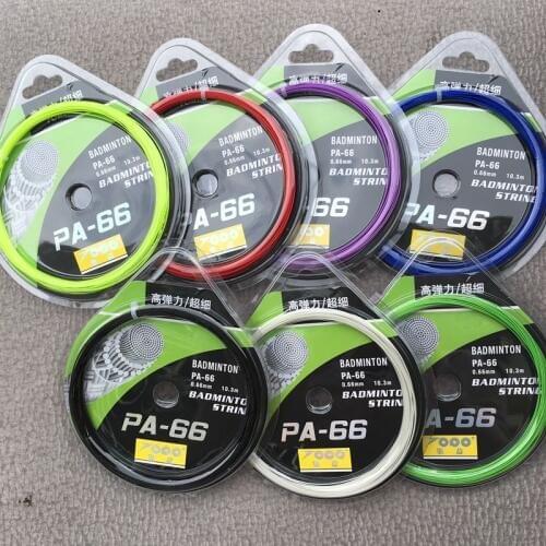10 pcs 30LBS quality TOPO PA-66 Badminton string 0.66mm thin gauge badminton racket strings 6 colors 10M