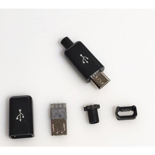 10PCS/LOT YT2153B Micro USB 4Pin Male connector plug Black/White welding Data OTG line interface DIY data cable accessories