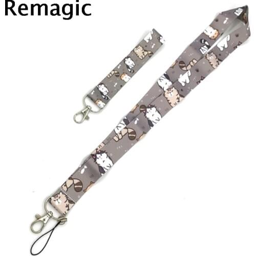 20pcs Cartoon cat Neck keychain necklace webbings ribbons Anime Cartoon Neck Strap Lanyard ID badge holder Keychain Lanyards