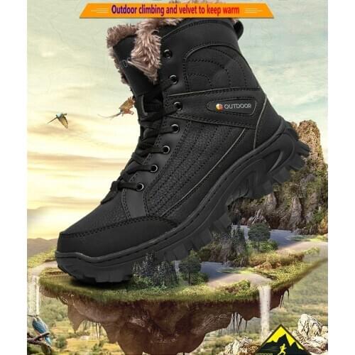 2020 Winter High-quality Non-slip Wear-resistant Outdoor Work Mens Boots Fashion Large Size Plush Warm Mens Boots