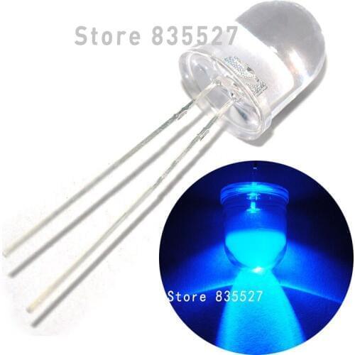250pcs/lot F10 Round Water Clear 10mm Blue LED Super Bright Light Lamp beads Emitting Diode Diodes DIP For DIY lights head