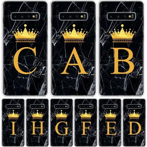 26 Letter Crown Custom A Silicon Phone Case For Samsung Galaxy S10 S20 FE Ultra Note 10 9 8 S9 S8 Plus Pro + Lite S7 J4 J6 Coque