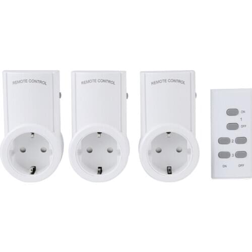 3 Wireless Switches Socket Remote Control Power Outlet Electrical Plug Adaptor EU Plug