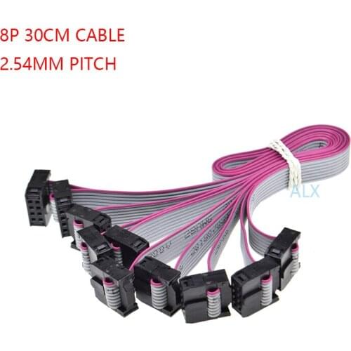 5PCS FC-8p 30CM 2.54MM pitch JTAG AVR ISP DOWNLOAD CABLE 8P WIRE 8PIN Gray Flat Ribbon Data Cable FOR DC3 IDC BOX HEADER