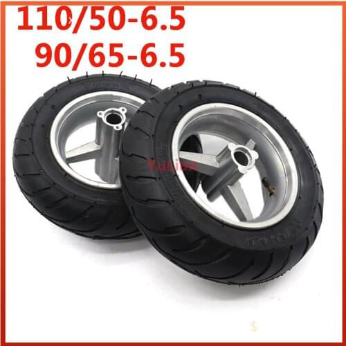 90/65-6.5 Front and 110/50-6.5 rear rims Hub with tubeless vacuum tires for pocket bike 47cc 49cc 2 stroke small motorcyle