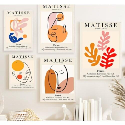 Matisse Abstract Line Face Coral Geometry Nordic Posters And Prints Wall Art Canvas Painting Wall Pictures For Living Room Decor