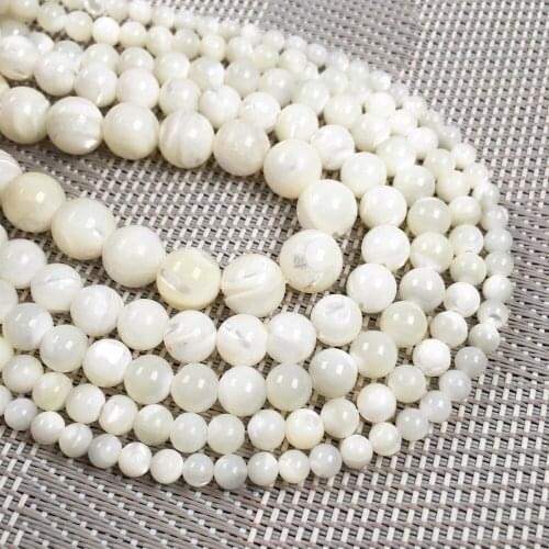 Natural Shell Beads For DIY Jewelry Making Necklaces Bracelets And Earrings Circular White 4/6/8/10/12mm 38CM