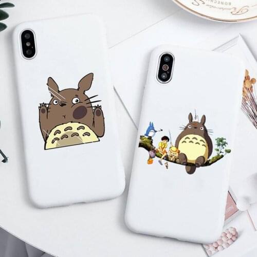 Totoro Spirited Away Anime Phone Case For iphone 12 11 Pro Max Mini XS 8 7 6 6S Plus X SE 2020 XR Candy white Silicone cover