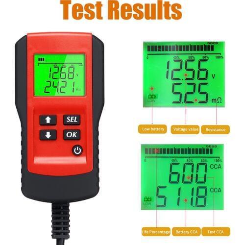 Digital 12V Car Battery Tester Load Test and Analyzer of Battery Life Percentage,Voltage, Resistance and Deep Cycle Battery