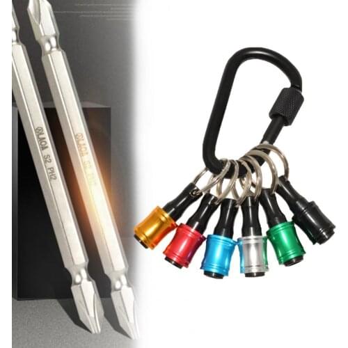 1/4inch Hex Shank Screwdriver Bits Holder Screw Lock Buckle Mini Extension Bar Drill Screw Adapter Quick Release Keychain