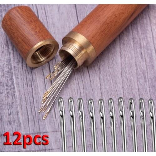 12Pcs/set Stainless Steel Needle for Sewing Household Threading Apparel Manual DIY Jewerly Beading Needles Big Hole Blind Needle