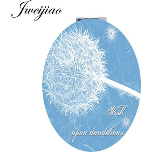 JWEIJIAO charm natural plant Dandelion ART photo Accessories 1X/2X Magnifying PU Vanity Portable mirror DD33
