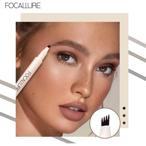 FOCALLURE Eyebrow Pencil Makeup 4 Fork Tip Liquid shade Waterproof Tint Brown Professional High Quality For Women Cosmetics