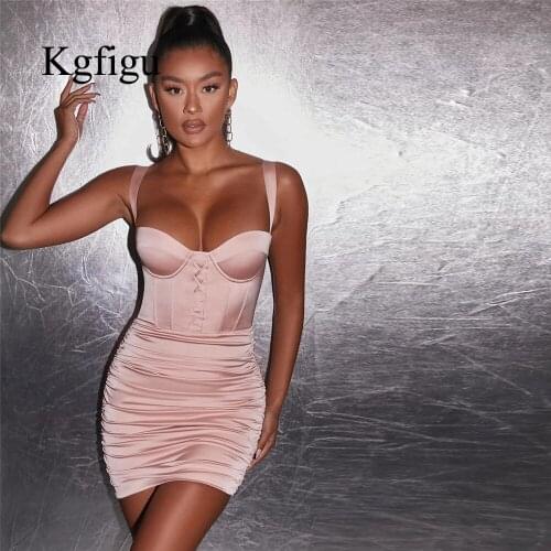 KGFIGU 2021 Sleeveless New Arrival Solid Color Sexy Fashion Birthday Party Elegant Good Quality Women Dresses Summer