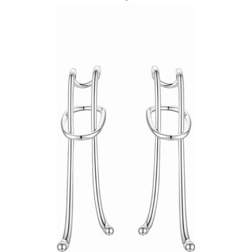 Fashion Cubic Zircon Big Geometric Line Exaggeration Earrings Hip Hop Stud Earrings For Women Girls Jewelry 2021