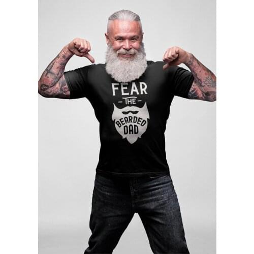Fear The Bearded Dad Print Mens Funny T-shirt Streetwear Harajuku Father Gift Graphic Short Sleeve Round Neck Male Tees Fashion