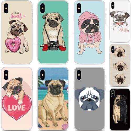 Tpu Soft Pug Puppy Dog Phone Case For iPhones SE 2020 SE2 SE 2 XR X XS 11 Pro MAX 6 6S 7 8 9 Plus For iPod Touch 7 6 5 Cover