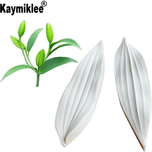 2pcs Lar Lily Leaf Veiners Silicone Molds Fondant Sugarcraft Gumpaste Clay Water Paper Cake Decorating Tools M2120
