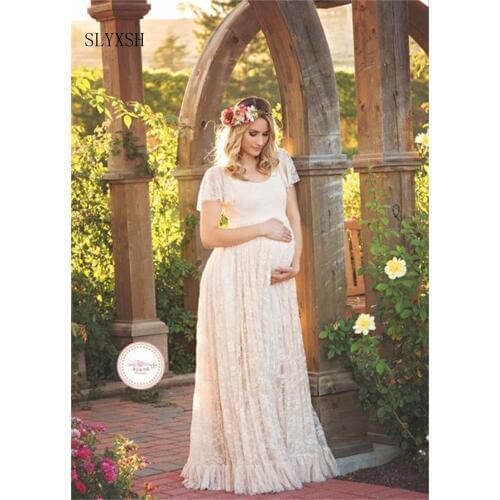 SLYXSHNew Maternity Photography Props Pregnancy Clothes Maternity photography Dress Cotton Maternity Dress For photography Props