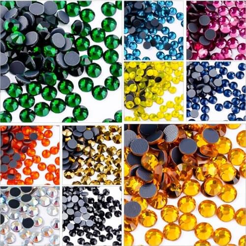 Top Quality Super Glitter Multi Colors SS4-SS30 Hot Fix Rhinestones Flatback Cabochons Crystal for DIY Cloth Decoration Strass