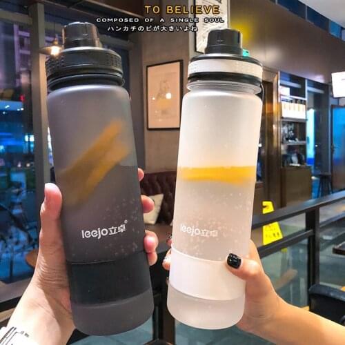 New Creative Large Capacity Frosted Plastic Water Bottle With Bracket For Men Woman Students Outdoor Gym Portable Sports Bottles